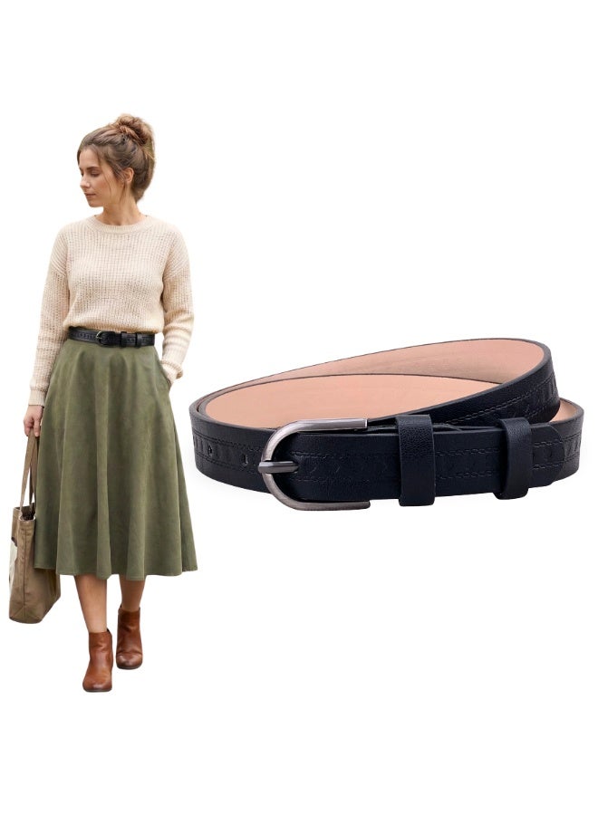 Classic Milano Women's Belt with Gift Box | Faux Leather Ladies Belt for Dresses, Jeans & Gowns | Stylish Womens Belt | Adjustable Girls Belt | Belt for Women with Elegant Buckle
